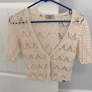 Guess Brand Crop Knit Sweater Cardigan